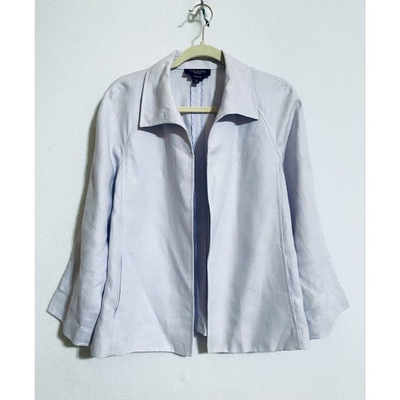 Talbots Jackets & Blazers - Talbots Womens XL Long Sleeve Open Front Blazer Pure Irish Linen Purple Pockets